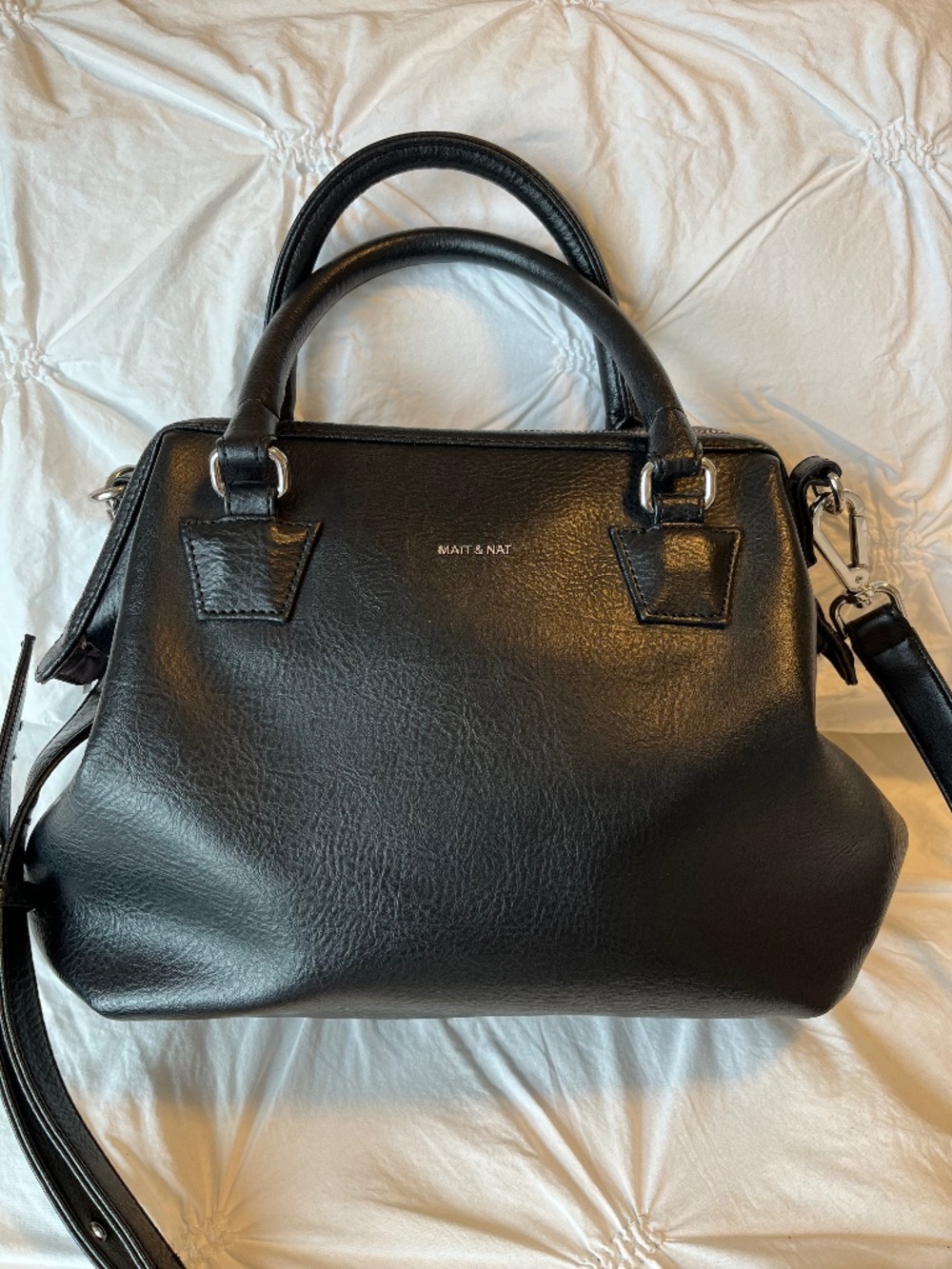 Matt & Nat Malone Black Vegan Leather Doctor Bag/Crossbody Satchel